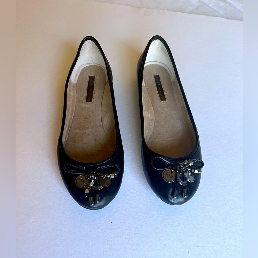 BCBGeneration Black Bow and Charm Embellished Ballet Flat shoe woman’s s…